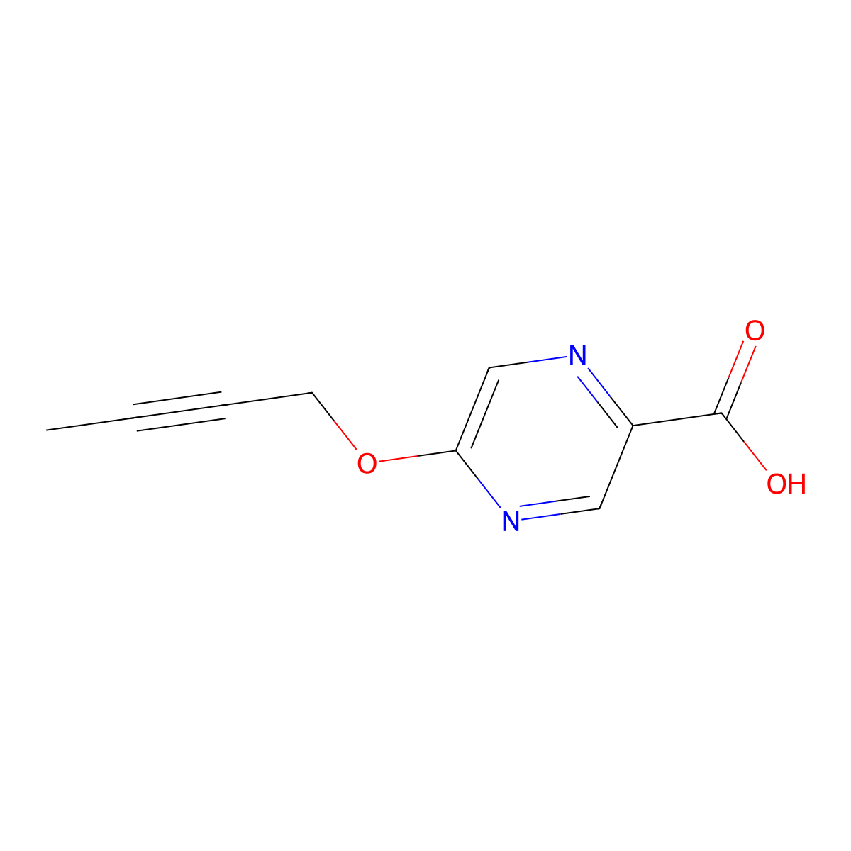 5-(But-2-ynyloxy)pyrazine-2-carboxylic acid molecular structure, CAS 1221447-98-8