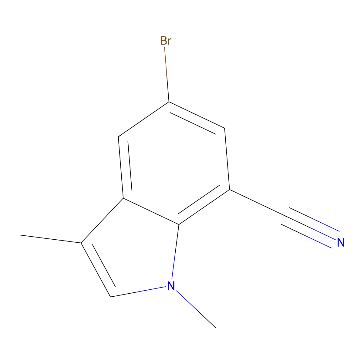 5-bromo-1,3-dimethyl-1H-indole-7-carbonitrile molecular structure, CAS 1221448-62-9