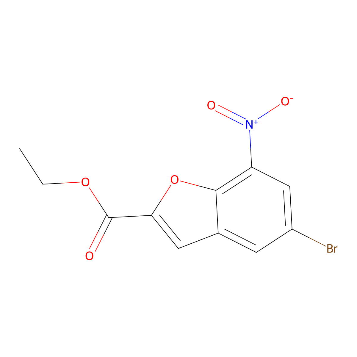 5-Bromo-7-nitrobenzofuran-2-carboxylic acid ethyl ester molecular structure, CAS 1221448-66-3