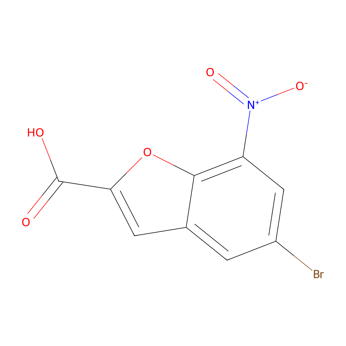 5-Bromo-7-nitro-1-benzofuran-2-carboxylicacid molecular structure, CAS 1221448-67-4