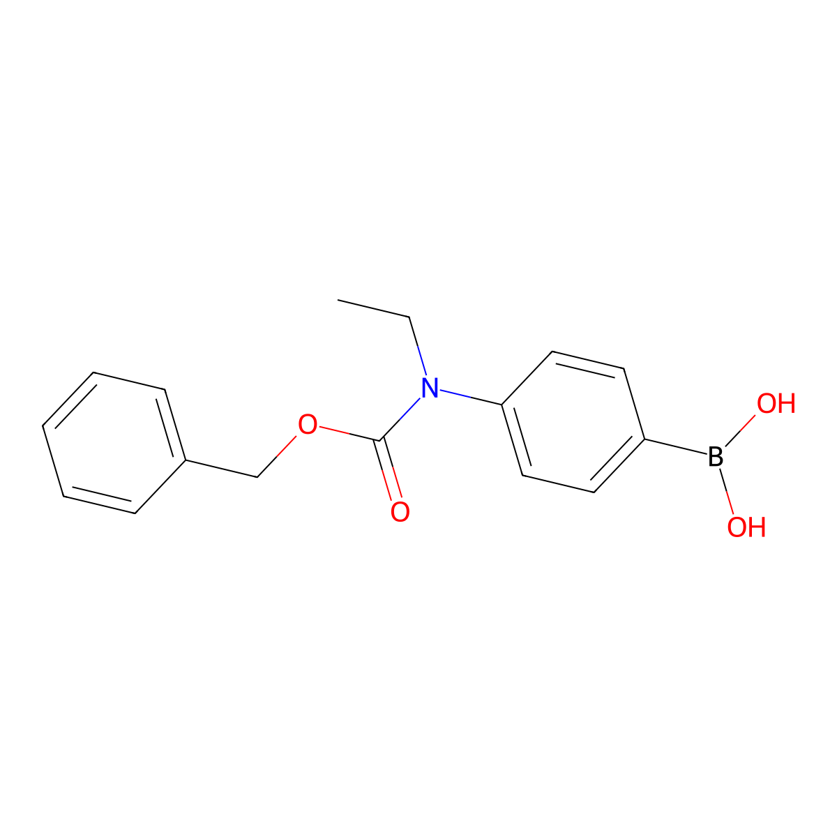(4-(((Benzyloxy)carbonyl)(ethyl)amino)phenyl)boronic acid molecular structure, CAS 1221448-69-6