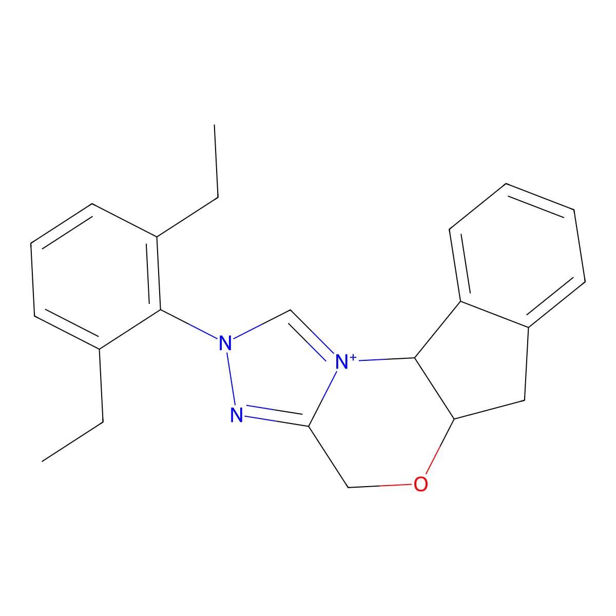 (5aR,10bS)-2-(2,6-Diethylphenyl)-4,5a,6,10b-tetrahydroindeno[2,1-b][1,2,4]triazolo[4,3-d][1,4]oxazin-2-ium molecular structure, CAS 1221487-75-7