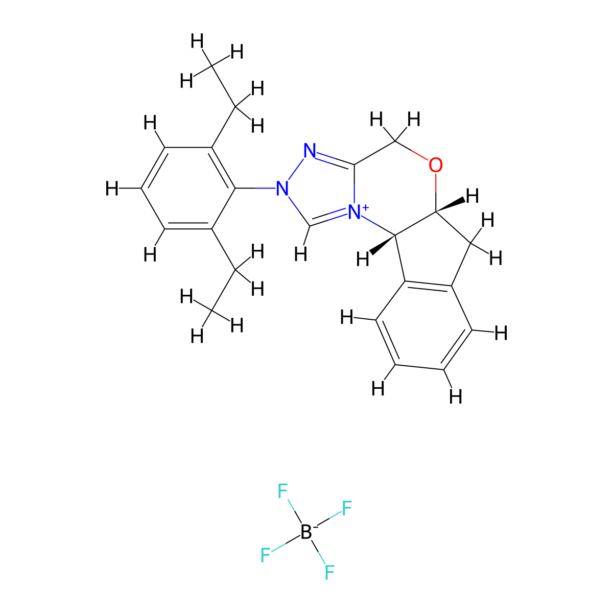 (5aR,10bS)-2-(2,6-Diethylphenyl)-4,5a,6,10b-tetrahydro-2H-indeno[2,1-b][1,2,4]triazolo[4,3-d][1,4]oxazin-11-ium tetrafluoroborate molecular structure, CAS 1221487-76-8