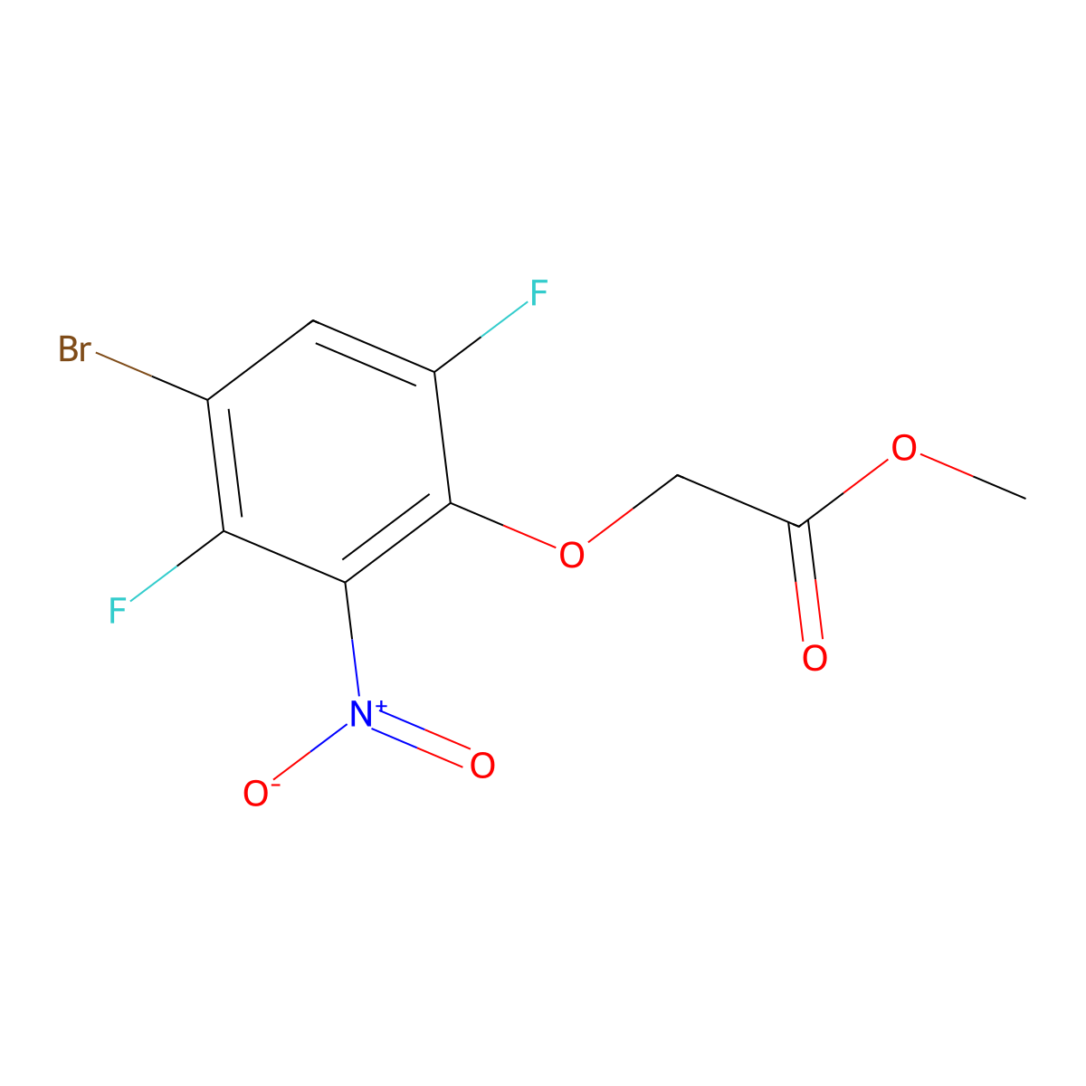 Methyl 2-(4-bromo-3,6-difluoro-2-nitrophenoxy)acetate molecular structure, CAS 1221502-85-7