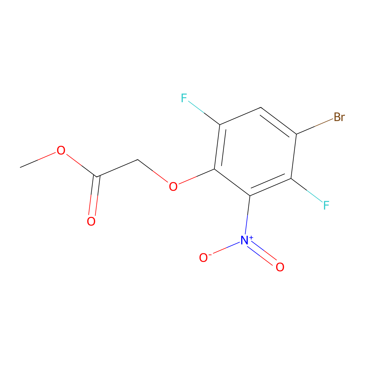 Methyl 2-(4-bromo-3,6-difluoro-2-nitrophenoxy)acetate molecular structure, CAS 1221502-85-7