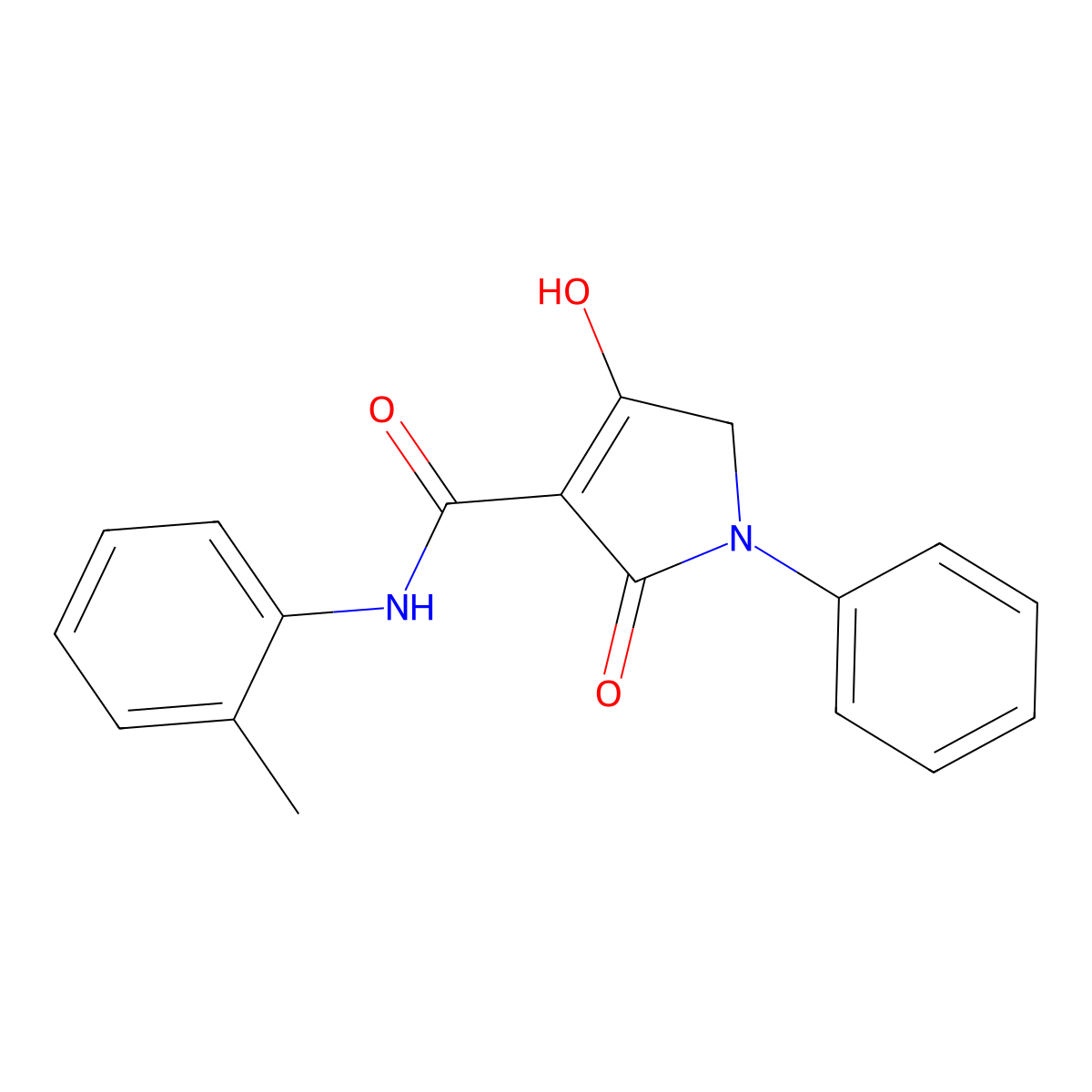4-Hydroxy-2-oxo-1-phenyl-N-(o-tolyl)-2,5-dihydro-1H-pyrrole-3-carboxamide molecular structure, CAS 1221504-62-6