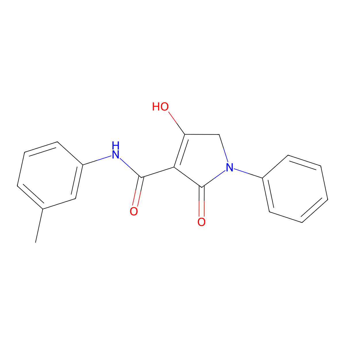 4-Hydroxy-2-oxo-1-phenyl-N-(m-tolyl)-2,5-dihydro-1H-pyrrole-3-carboxamide molecular structure, CAS 1221504-64-8