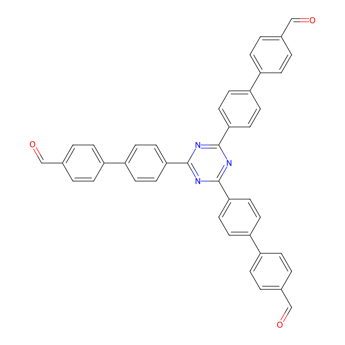 4',4''',4'''''-(1,3,5-Triazine-2,4,6-triyl)tris(([1,1'-biphenyl]-4-carbaldehyde)) molecular structure, CAS 1221509-80-3