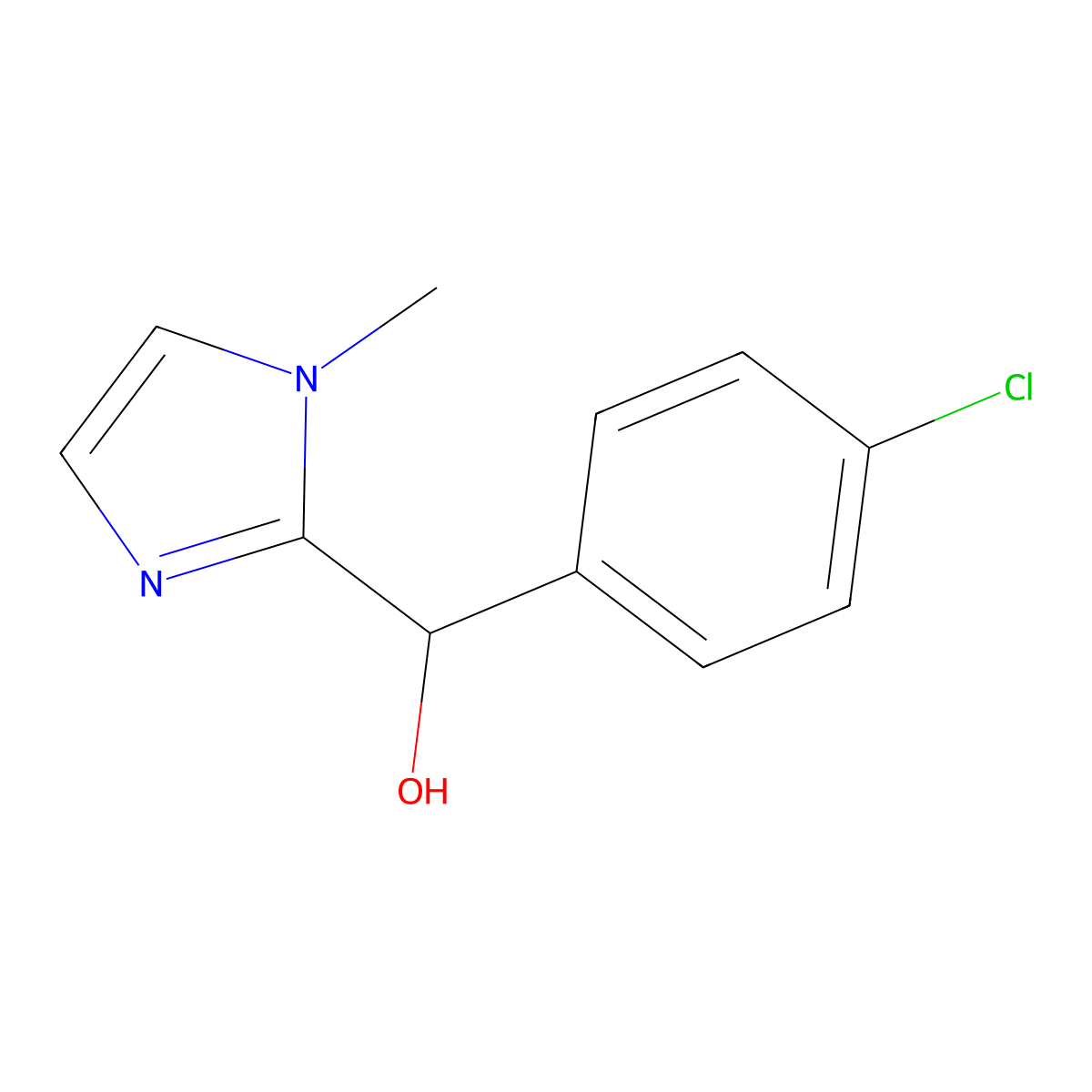 (4-chlorophenyl)(1-methyl-1H-imidazol-2-yl)methanol molecular structure, CAS 122155-24-2