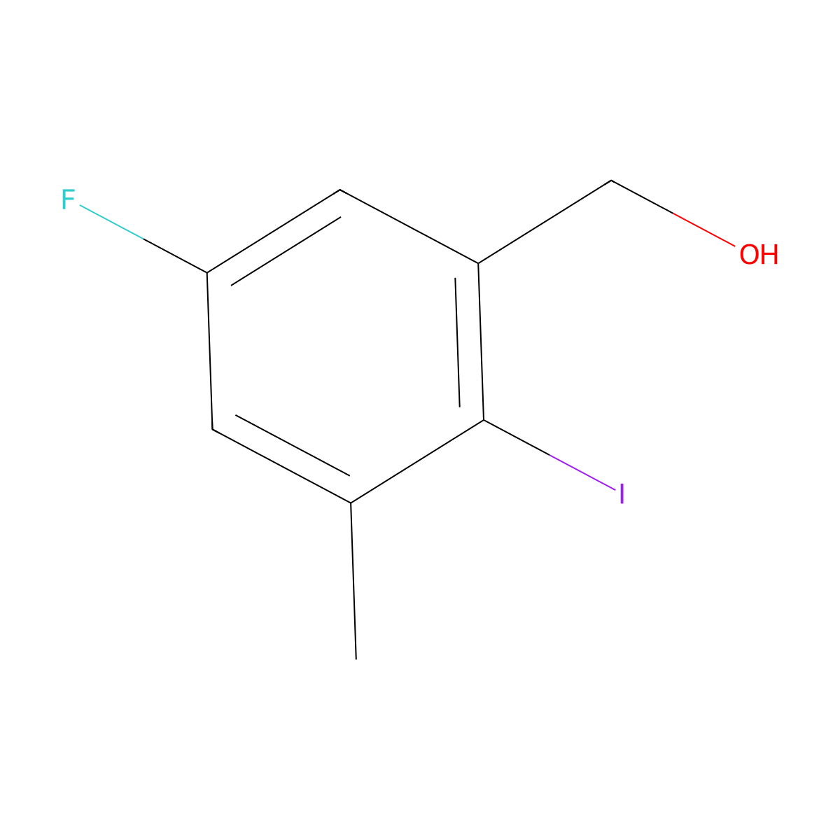 (5-Fluoro-2-iodo-3-methylphenyl)methanol molecular structure, CAS 1221565-69-0