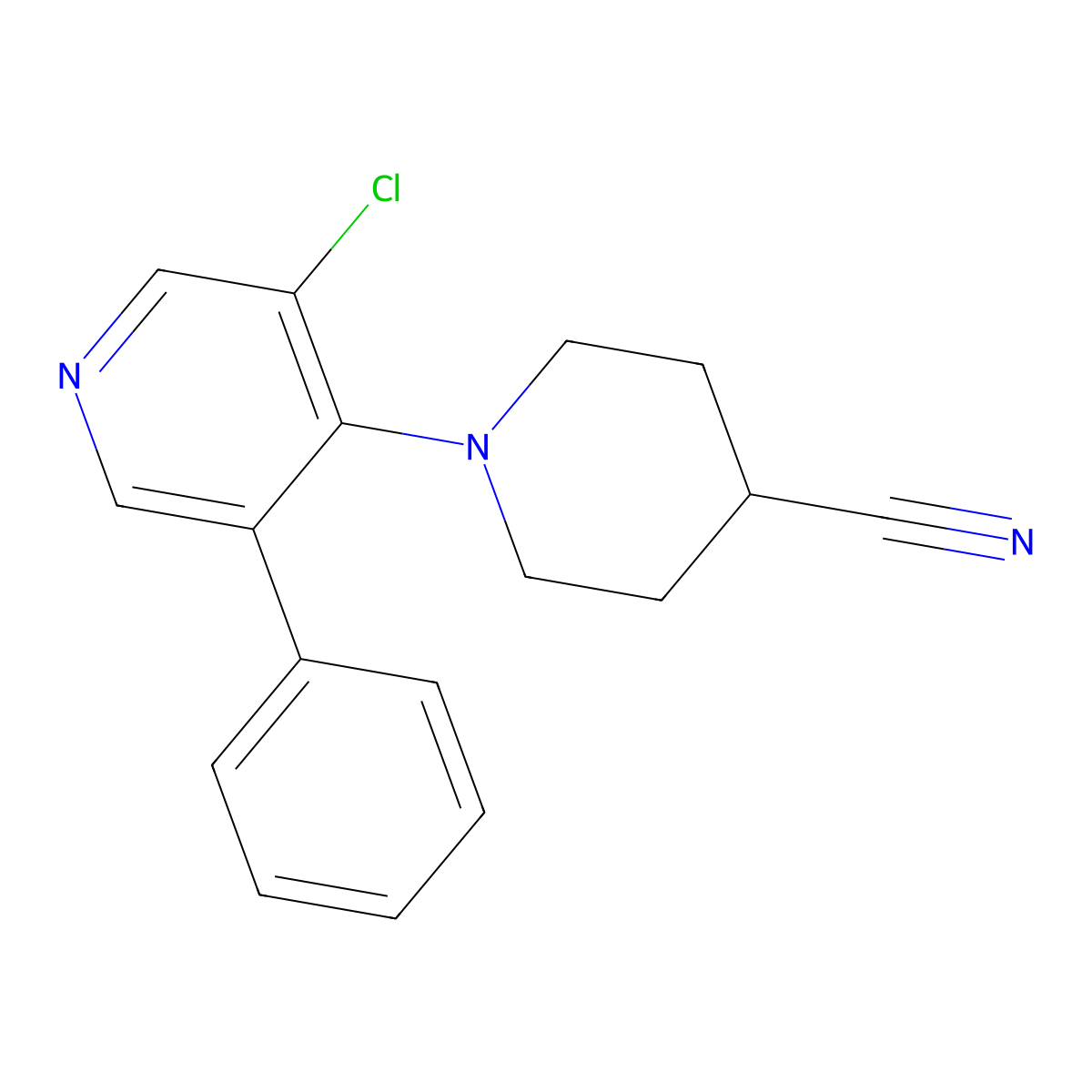 1-(3-Chloro-5-phenylpyridin-4-yl)piperidine-4-carbonitrile molecular structure, CAS 1221568-05-3