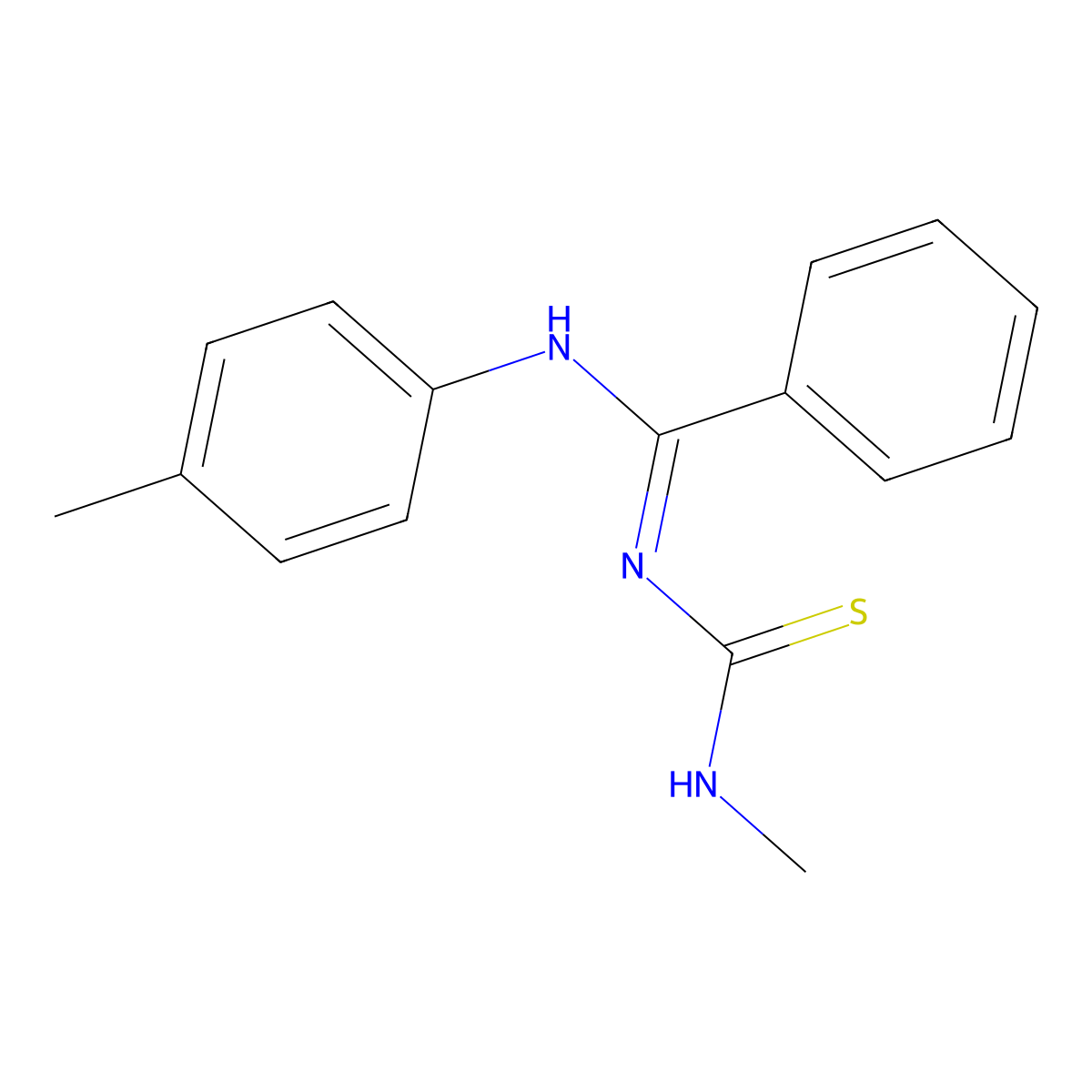 1-(4-Methylphenyl)-2-phenyl-5-methyl-1,3,5-triaza-1-pentene-4-thione molecular structure, CAS 122164-31-2