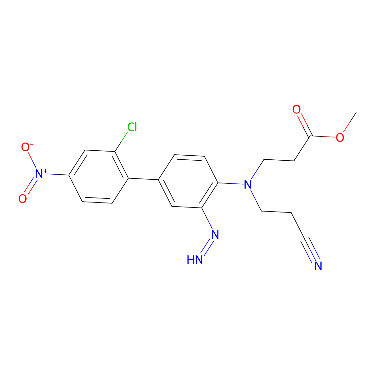 methyl 3-[4-(2-chloro-4-nitrophenyl)-N-(2-cyanoethyl)-2-diazenylanilino]propanoate molecular structure, CAS 12217-86-6