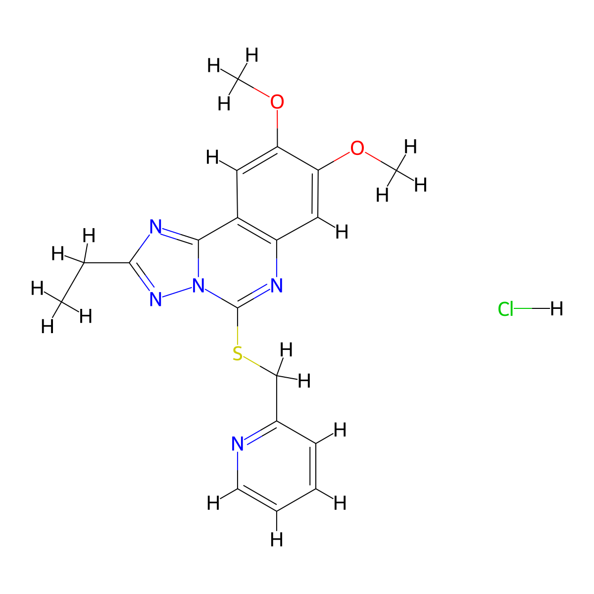 2-[({2-Ethyl-8,9-dimethoxy-[1,2,4]triazolo[1,5-c]quinazolin-5-yl}sulfanyl)methyl]pyridine hydrochloride molecular structure, CAS 1221715-20-3