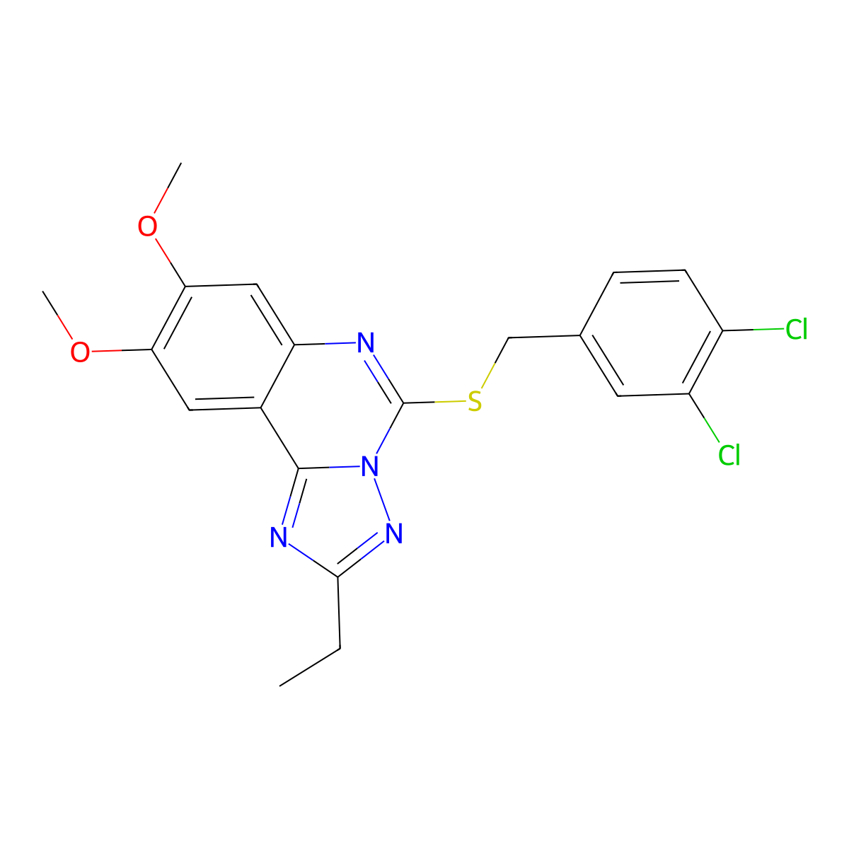 5-{[(3,4-Dichlorophenyl)methyl]sulfanyl}-2-ethyl-8,9-dimethoxy-[1,2,4]triazolo[1,5-c]quinazoline molecular structure, CAS 1221715-30-5