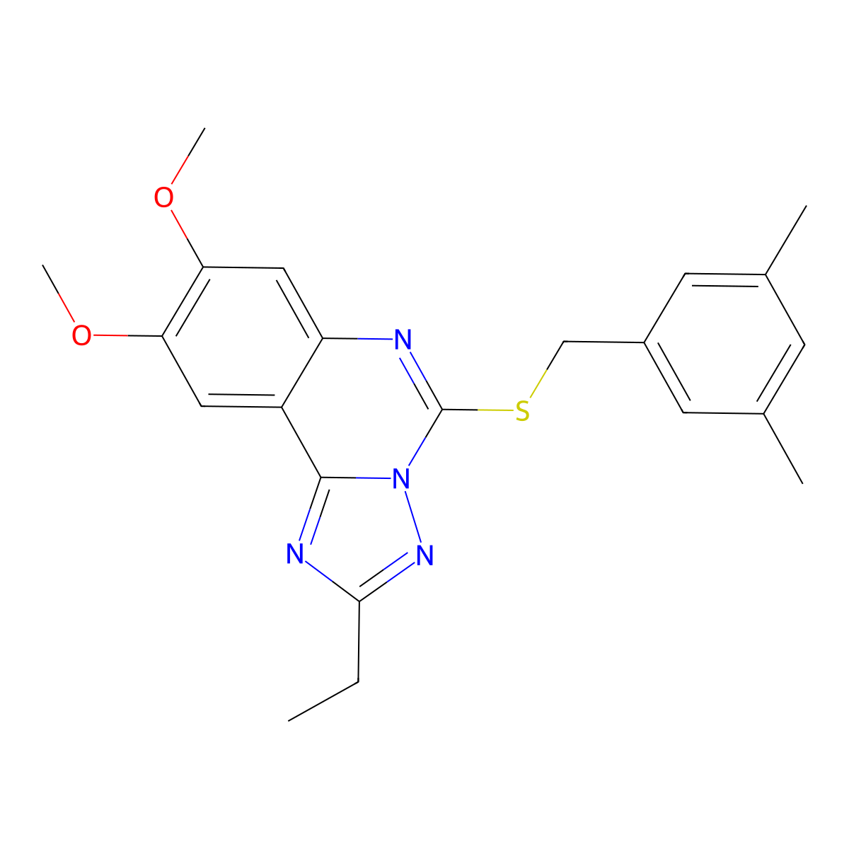 5-{[(3,5-Dimethylphenyl)methyl]sulfanyl}-2-ethyl-8,9-dimethoxy-[1,2,4]triazolo[1,5-c]quinazoline molecular structure, CAS 1221715-41-8
