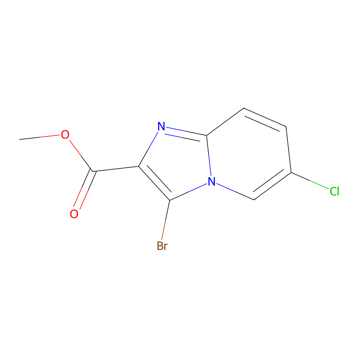 Methyl 3-bromo-6-chloroimidazo[1,2-a]pyridine-2-carboxylate molecular structure, CAS 1221715-45-2