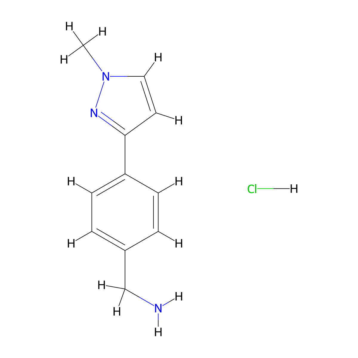 [4-(1-Methylpyrazol-3-yl)phenyl]methanamine;hydrochloride molecular structure, CAS 1221715-82-7
