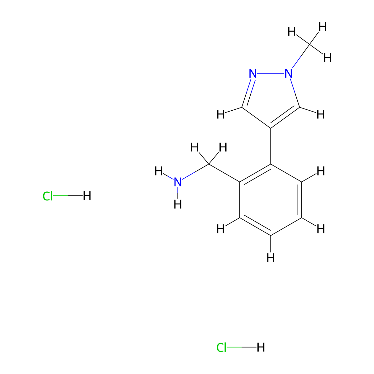 (2-(1-Methyl-1H-pyrazol-4-yl)phenyl)methanamine dihydrochloride molecular structure, CAS 1221715-96-3