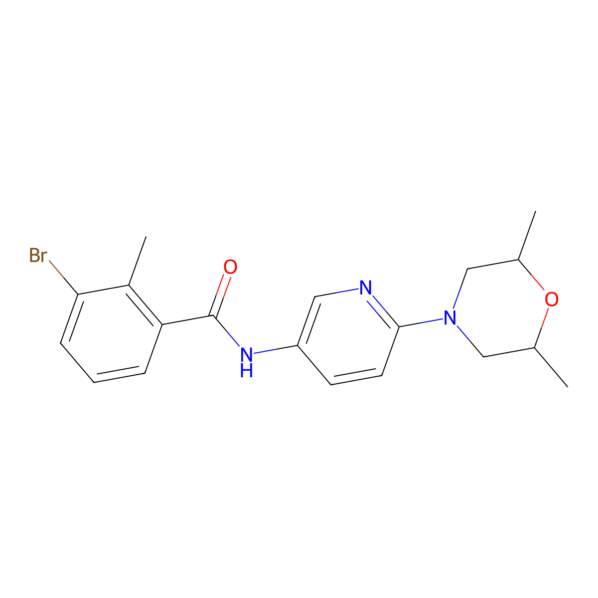 3-Bromo-N-(6-((2R,6S)-2,6-dimethylmorpholino)pyridin-3-yl)-2-methylbenzamide molecular structure, CAS 1221721-86-3