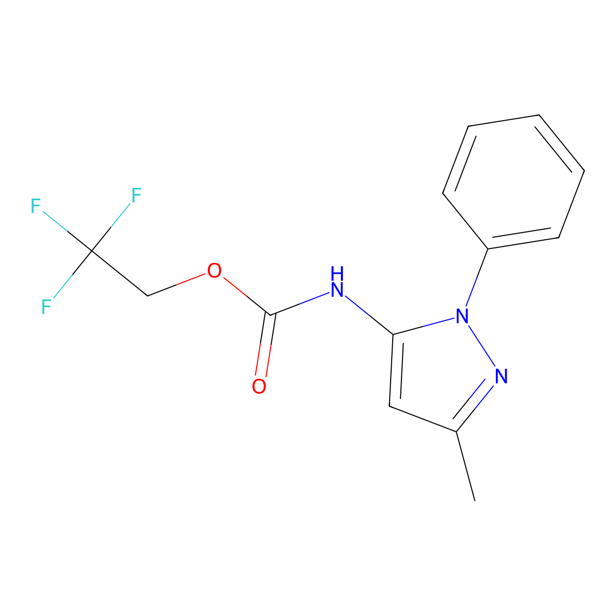 2,2,2-trifluoroethyl N-(3-methyl-1-phenyl-1H-pyrazol-5-yl)carbamate molecular structure, CAS 1221722-11-7