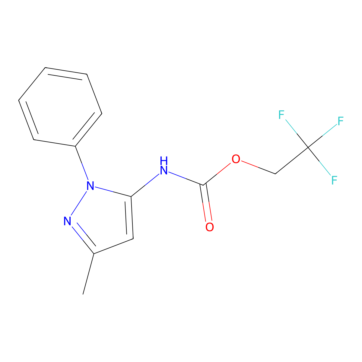 2,2,2-trifluoroethyl N-(3-methyl-1-phenyl-1H-pyrazol-5-yl)carbamate molecular structure, CAS 1221722-11-7