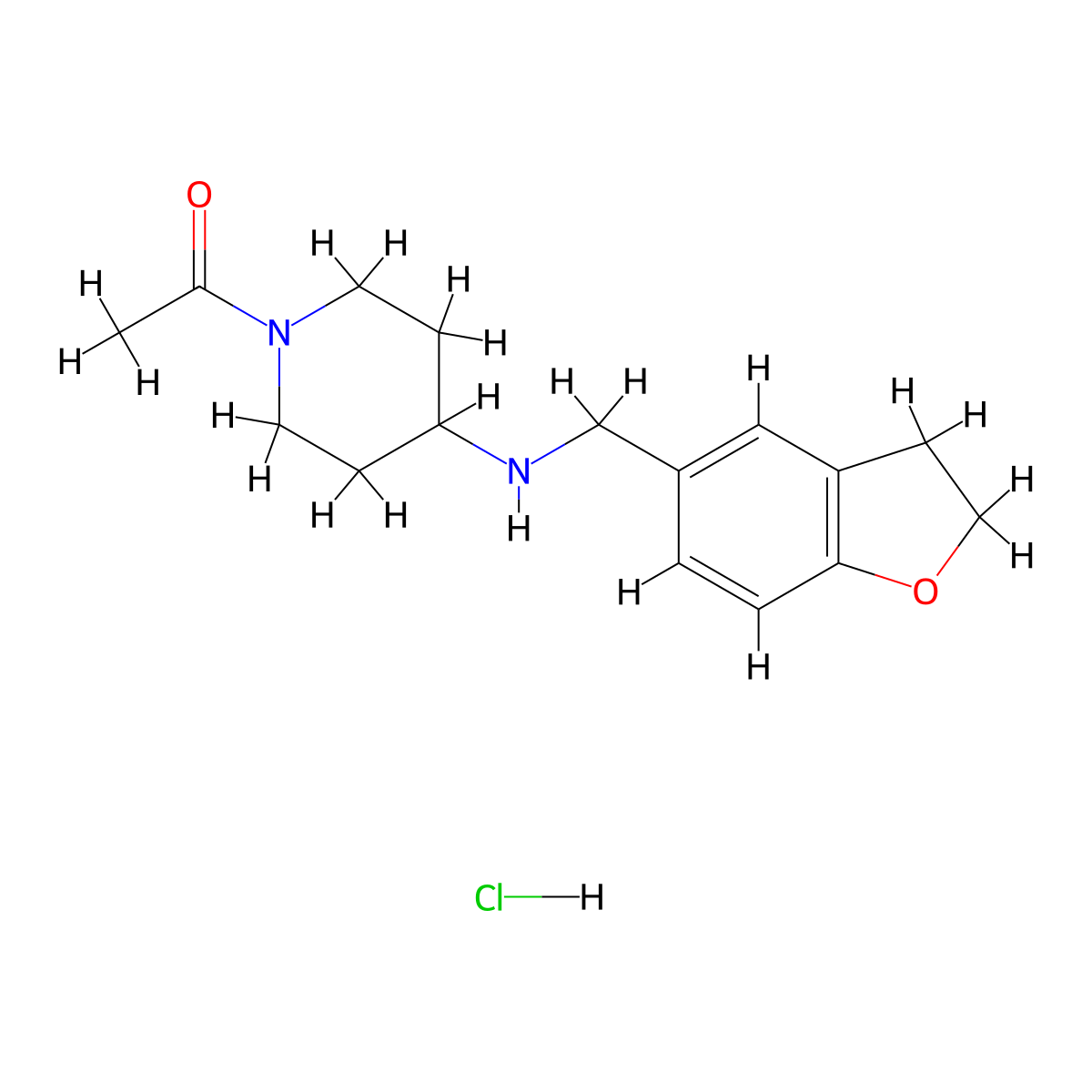 1-{4-[(2,3-Dihydro-1-benzofuran-5-ylmethyl)amino]piperidin-1-yl}ethan-1-one hydrochloride molecular structure, CAS 1221722-13-9