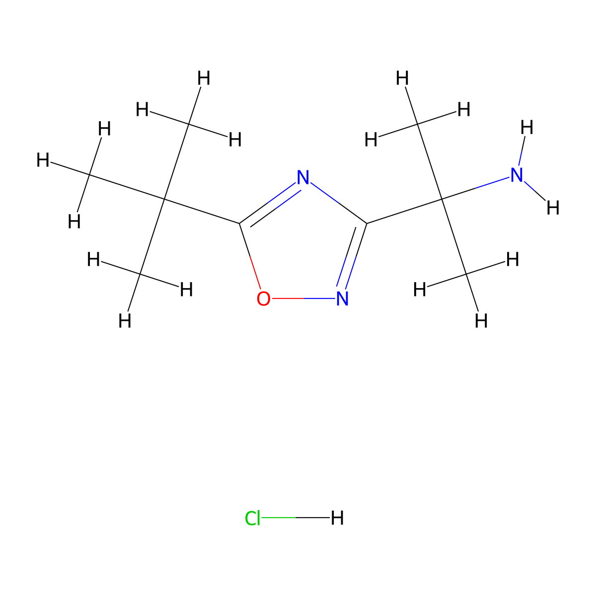 2-(5-Tert-butyl-1,2,4-oxadiazol-3-yl)propan-2-amine hydrochloride molecular structure, CAS 1221722-19-5