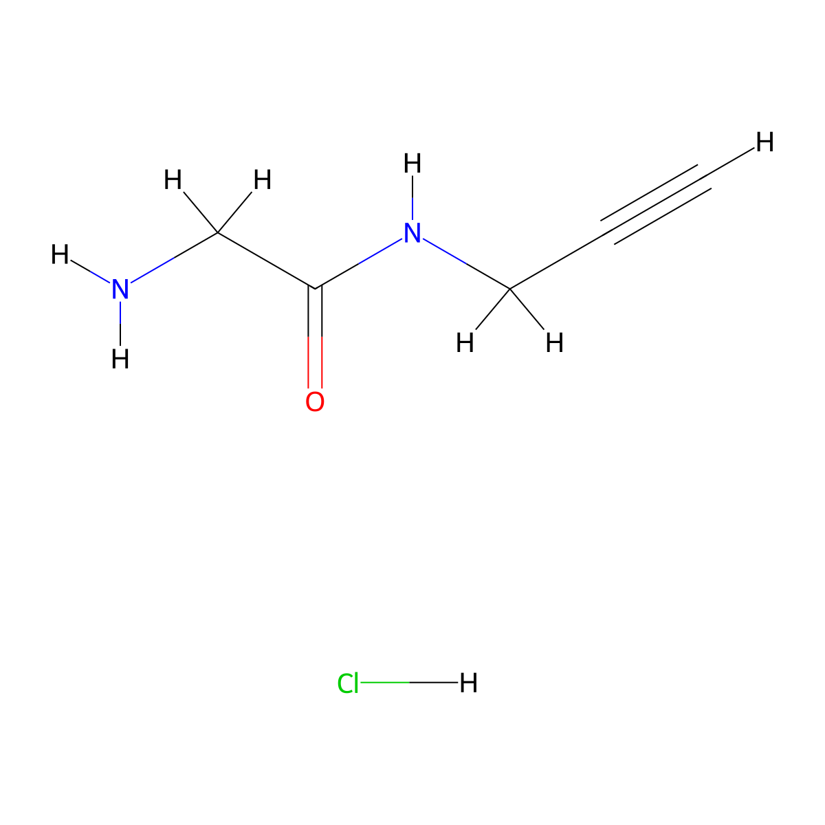 2-amino-N-(prop-2-yn-1-yl)acetamide hydrochloride molecular structure, CAS 1221722-25-3