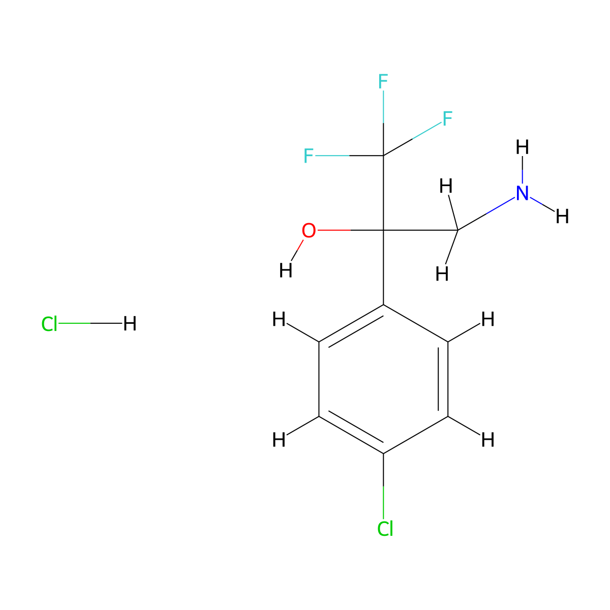 3-Amino-2-(4-chlorophenyl)-1,1,1-trifluoropropan-2-ol hydrochloride molecular structure, CAS 1221722-26-4