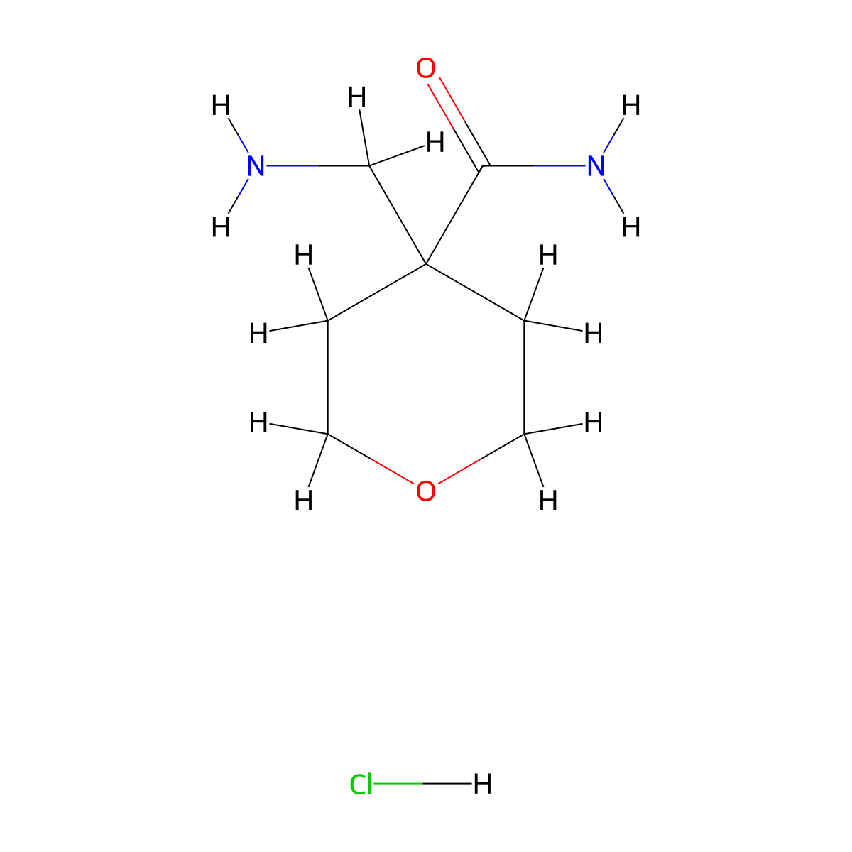 4-(Aminomethyl)oxane-4-carboxamide hydrochloride molecular structure, CAS 1221722-32-2