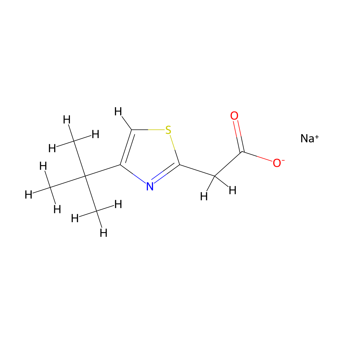 Sodium 2-(4-tert-butyl-1,3-thiazol-2-yl)acetate molecular structure, CAS 1221722-48-0