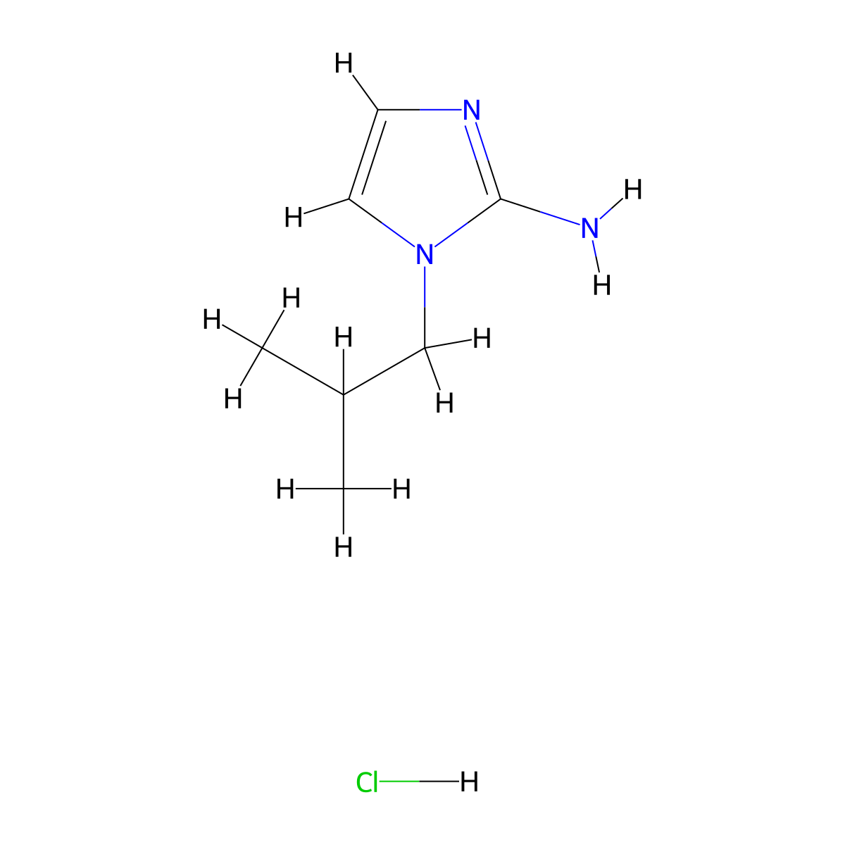 1-(2-methylpropyl)-1H-imidazol-2-amine hydrochloride molecular structure, CAS 1221722-63-9