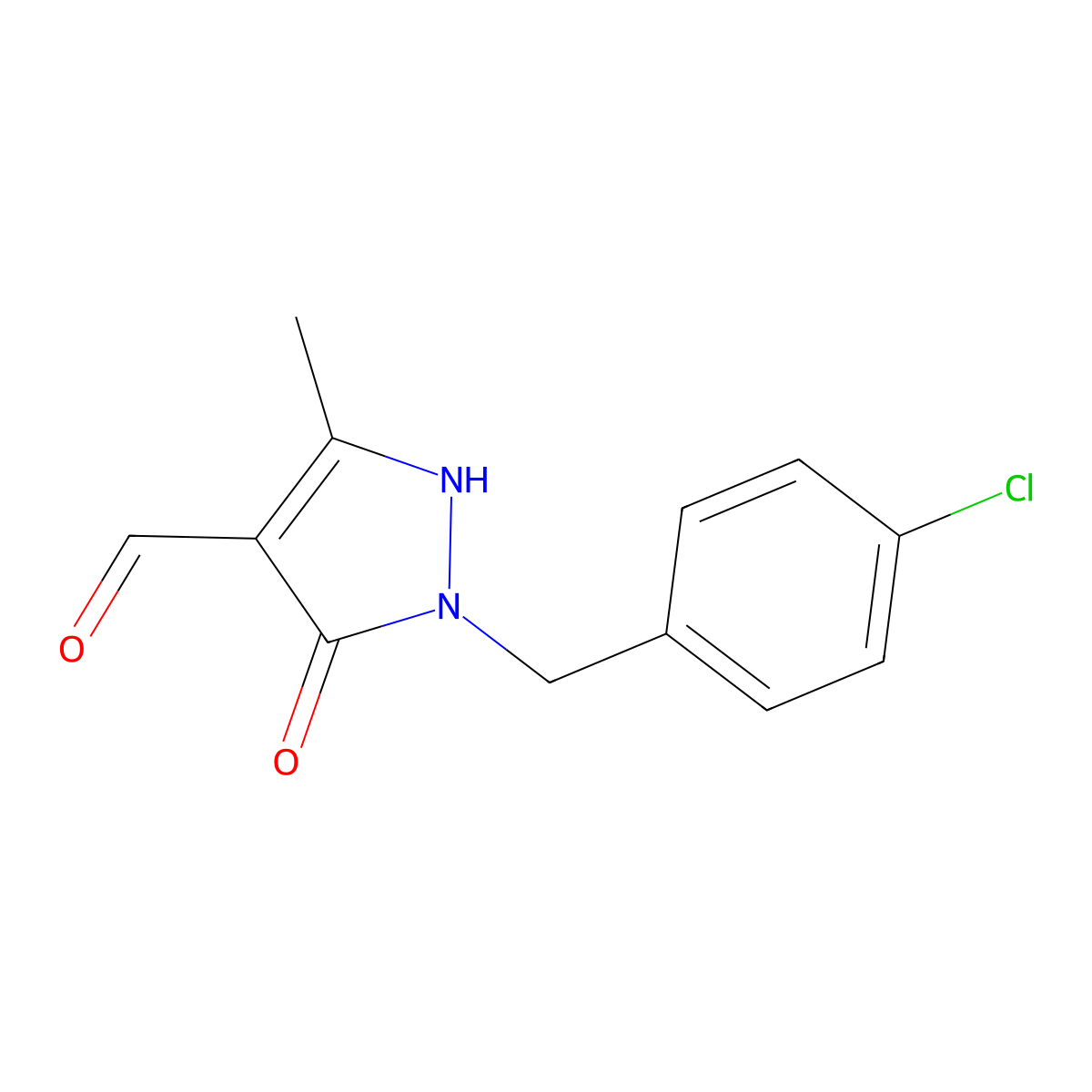 1-[(4-chlorophenyl)methyl]-5-hydroxy-3-methyl-1H-pyrazole-4-carbaldehyde molecular structure, CAS 1221722-66-2