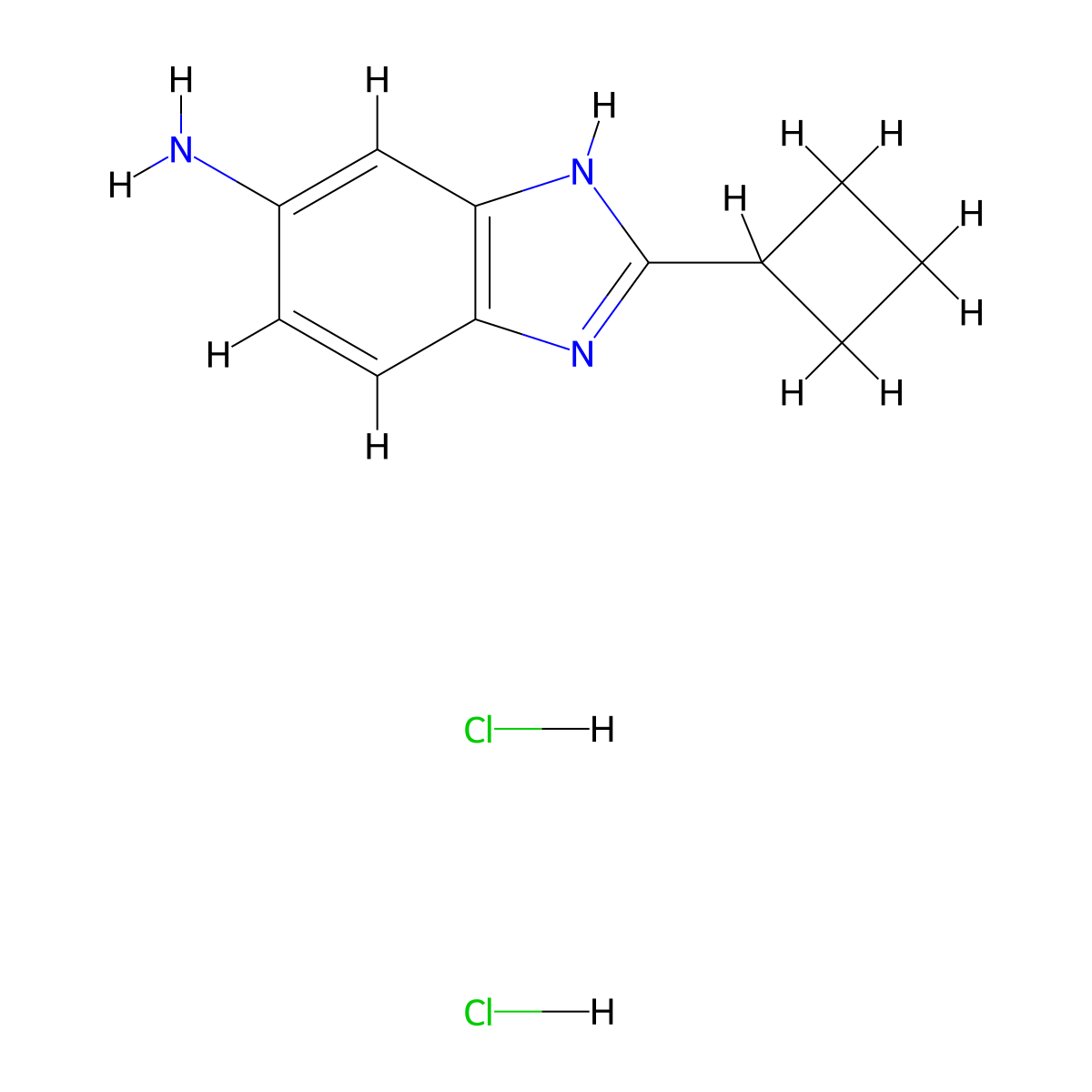 2-cyclobutyl-1H-1,3-benzodiazol-5-amine dihydrochloride molecular structure, CAS 1221722-70-8
