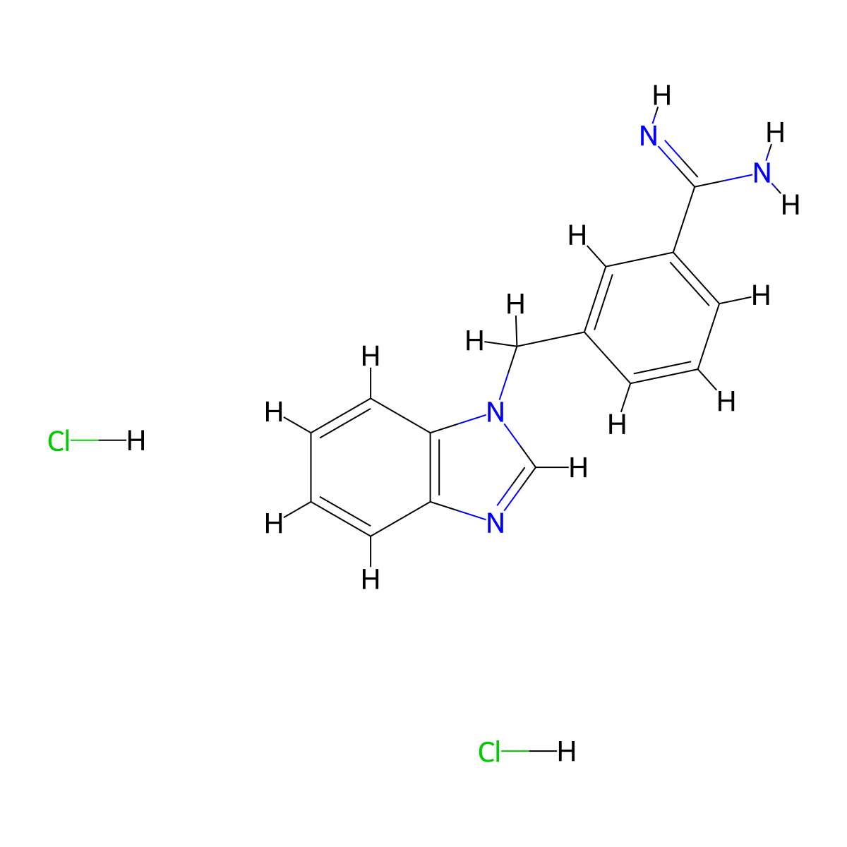 3-(1H-1,3-benzodiazol-1-ylmethyl)benzene-1-carboximidamide dihydrochloride molecular structure, CAS 1221722-72-0