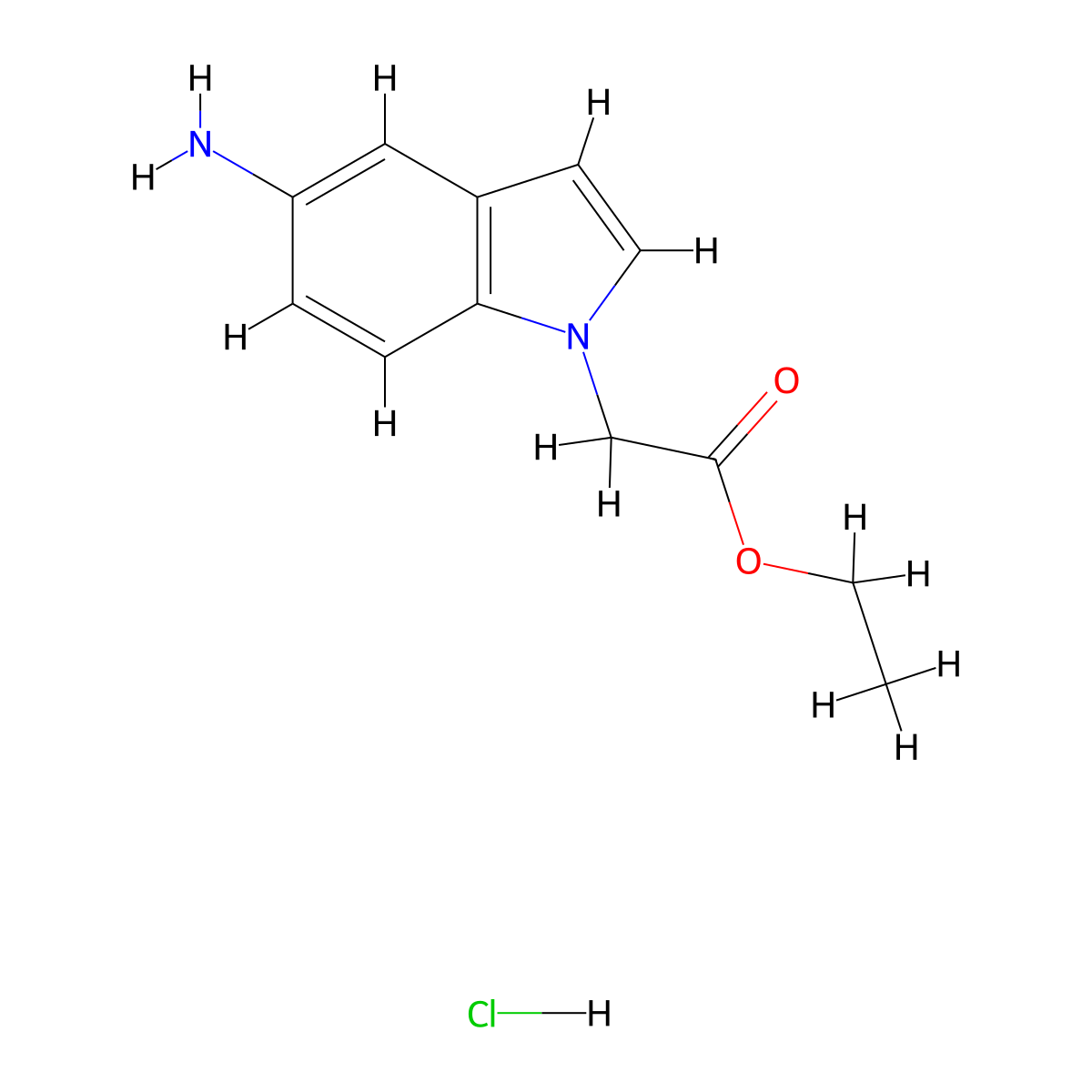 ethyl 2-(5-amino-1H-indol-1-yl)acetate hydrochloride molecular structure, CAS 1221722-73-1