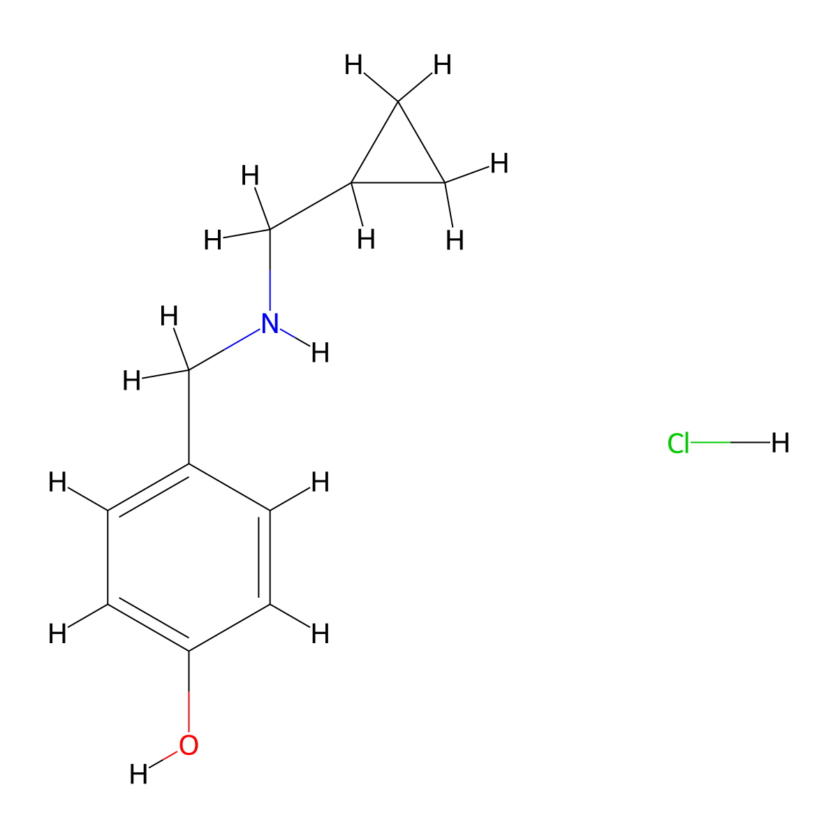 4-{[(Cyclopropylmethyl)amino]methyl}phenol hydrochloride molecular structure, CAS 1221722-75-3