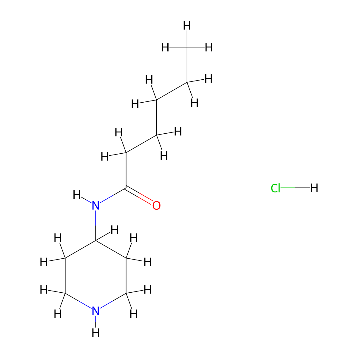 N-(piperidin-4-yl)hexanamide hydrochloride molecular structure, CAS 1221722-76-4