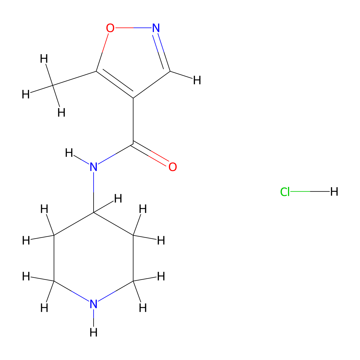5-methyl-N-(piperidin-4-yl)-1,2-oxazole-4-carboxamide hydrochloride molecular structure, CAS 1221722-77-5