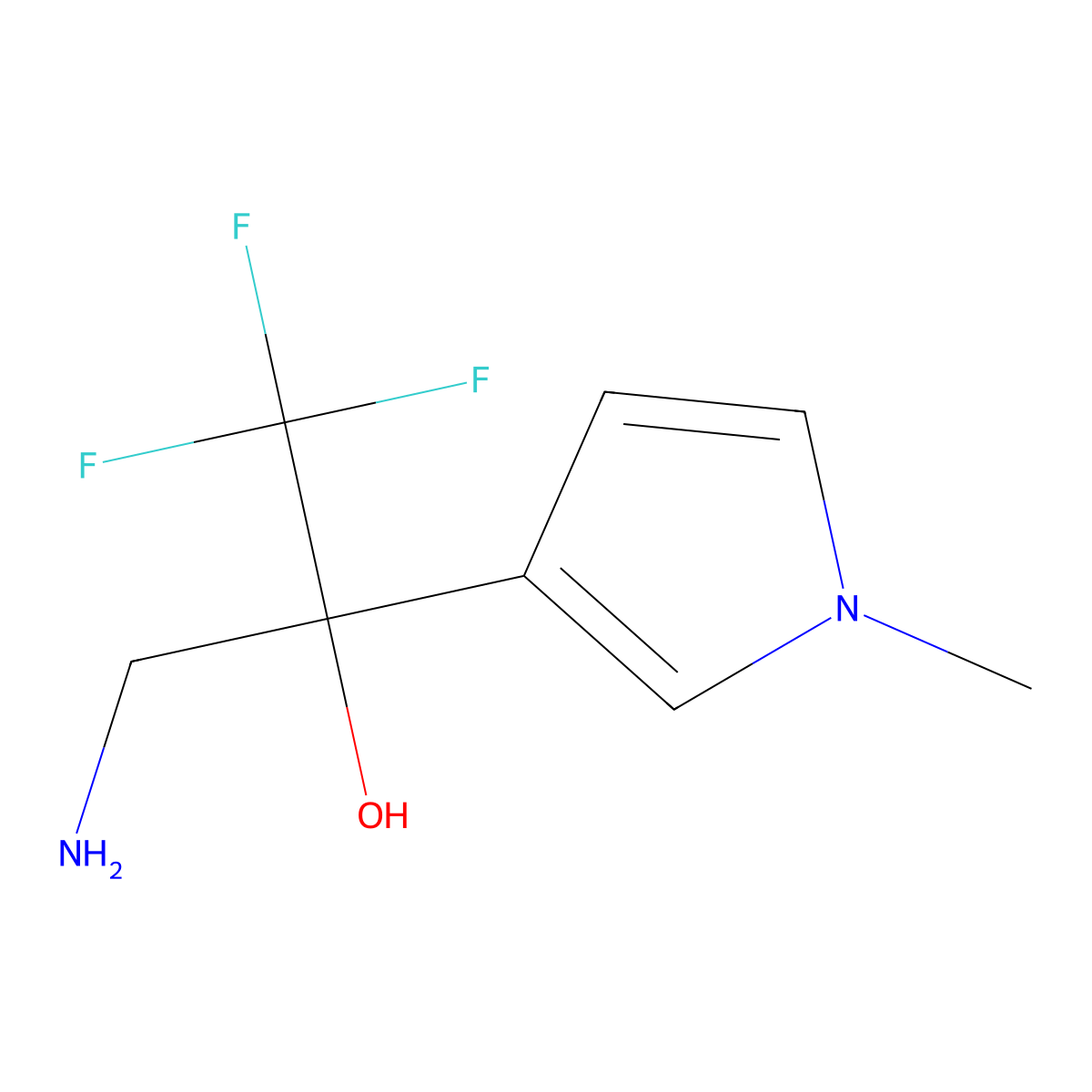 3-amino-1,1,1-trifluoro-2-(1-methyl-1H-pyrrol-3-yl)propan-2-ol molecular structure, CAS 1221722-82-2