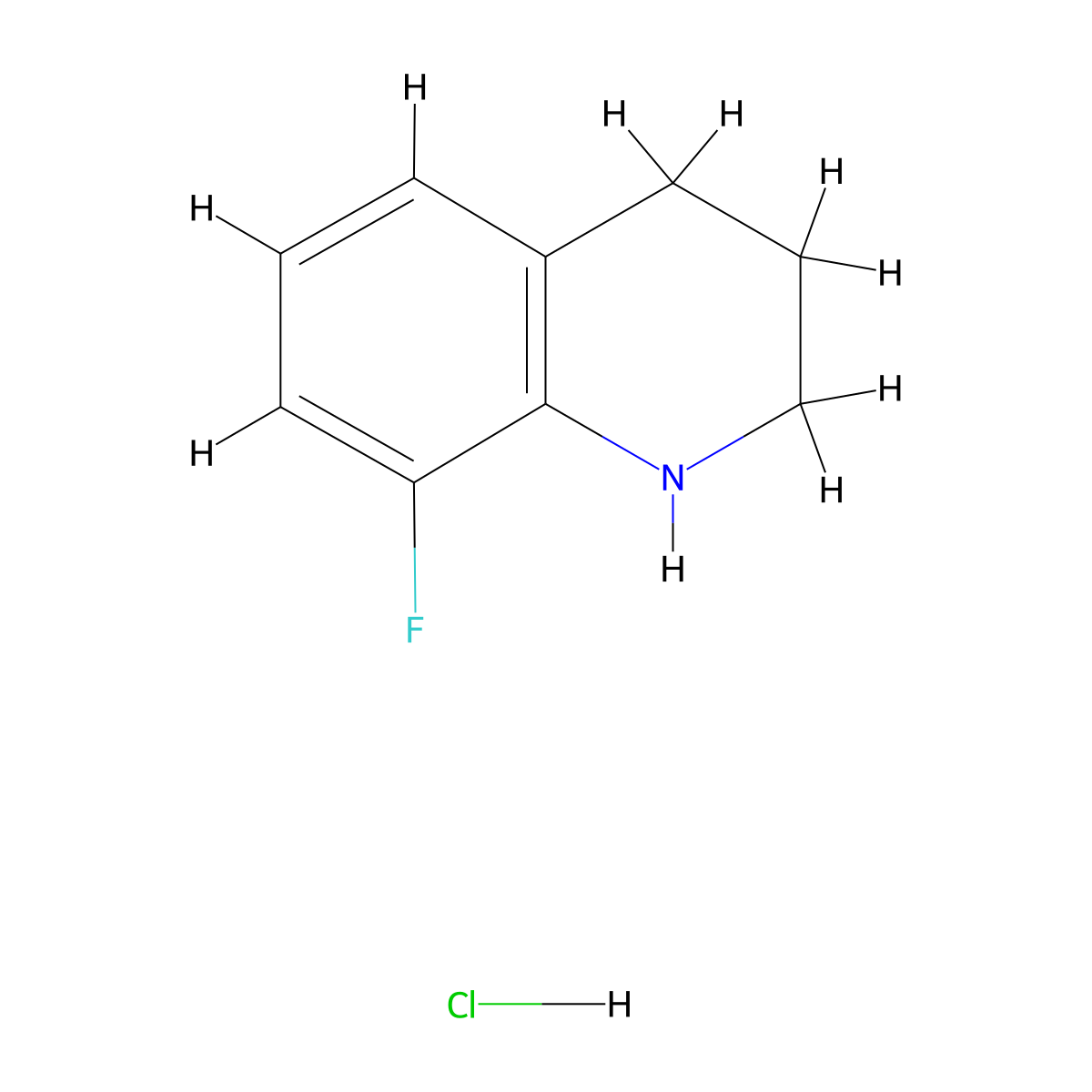 8-Fluoro-1,2,3,4-tetrahydroquinoline hydrochloride molecular structure, CAS 1221722-92-4
