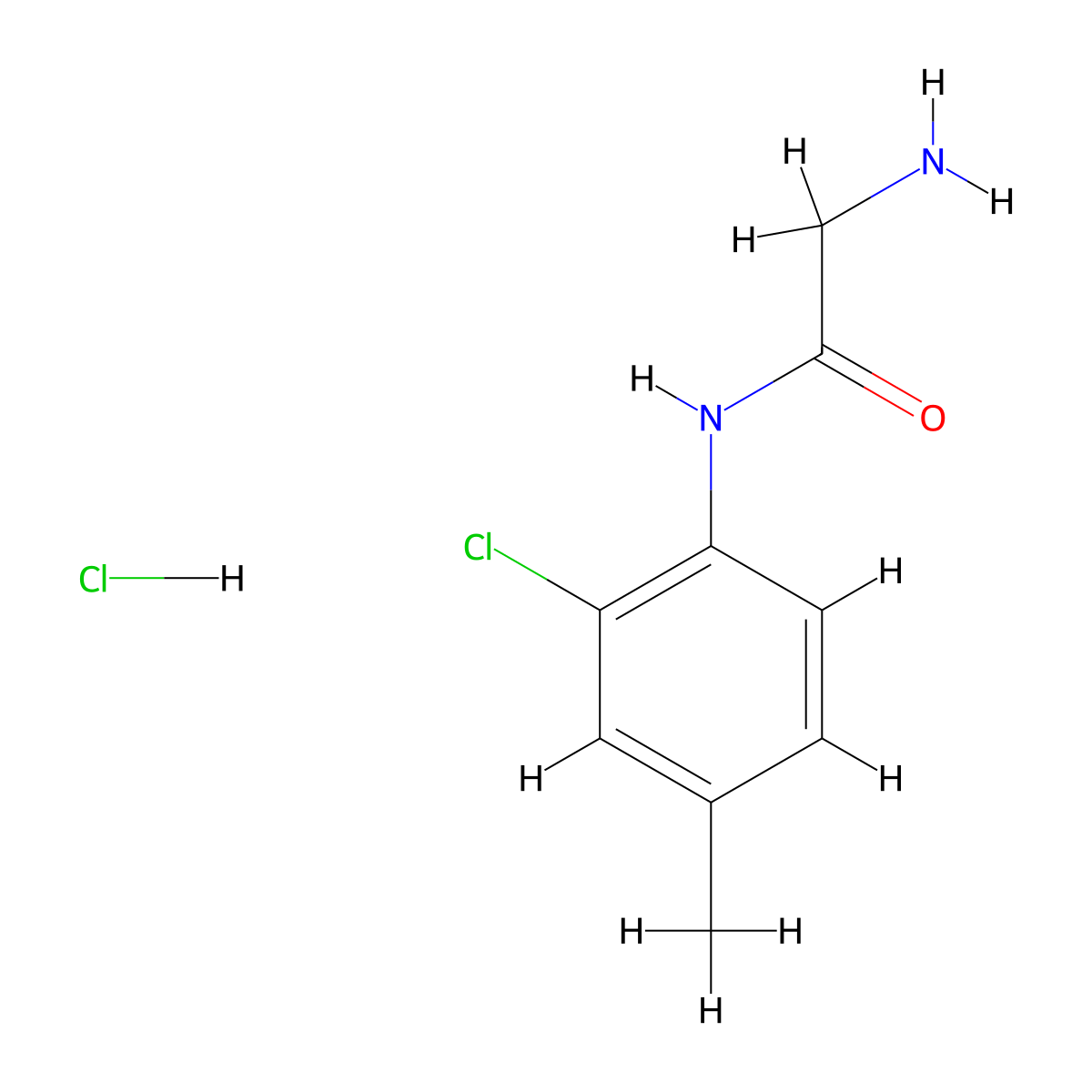 2-amino-N-(2-chloro-4-methylphenyl)acetamide hydrochloride molecular structure, CAS 1221722-95-7