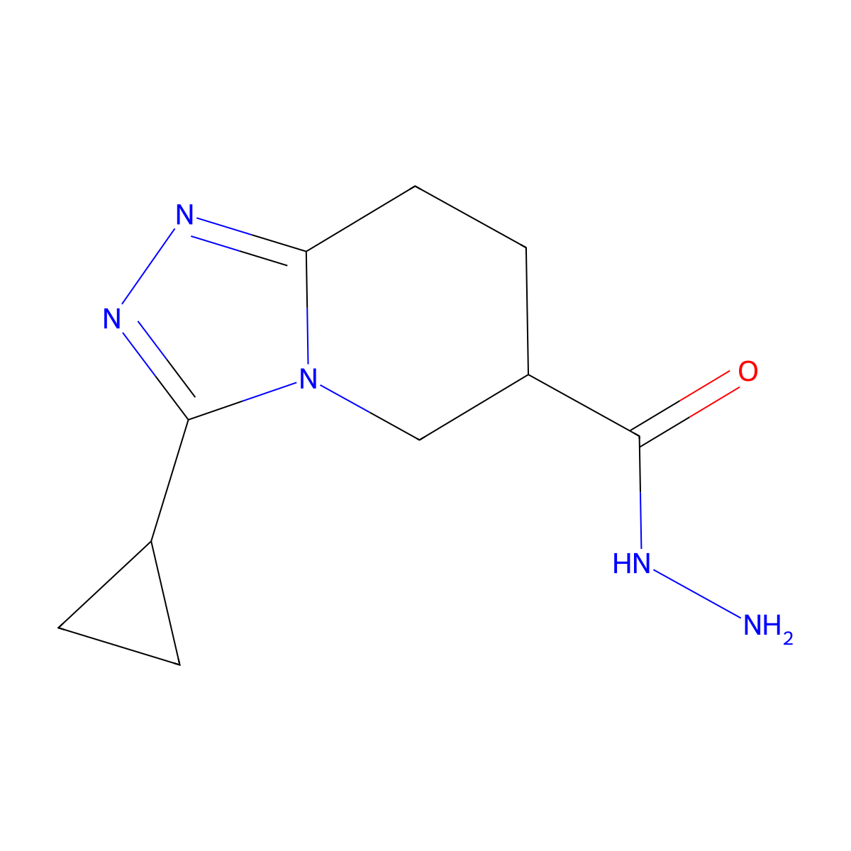 3-cyclopropyl-5H,6H,7H,8H-[1,2,4]triazolo[4,3-a]pyridine-6-carbohydrazide molecular structure, CAS 1221723-02-9