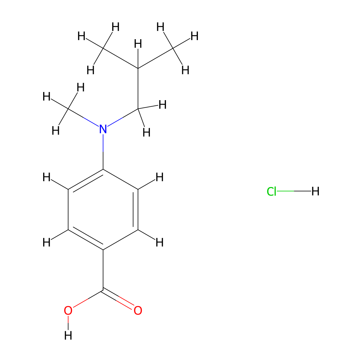 4-[Methyl(2-methylpropyl)amino]benzoic acid hydrochloride molecular structure, CAS 1221723-09-6