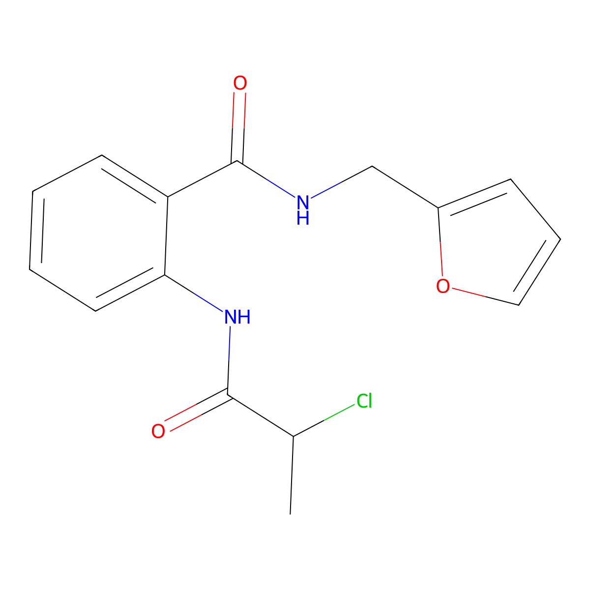 2-(2-chloropropanamido)-N-(furan-2-ylmethyl)benzamide molecular structure, CAS 1221723-24-5