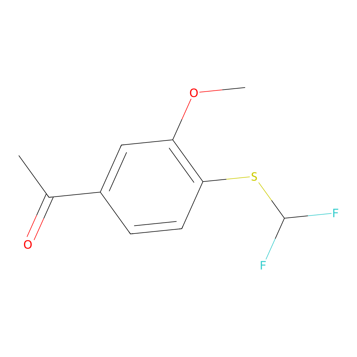 1-{4-[(Difluoromethyl)sulfanyl]-3-methoxyphenyl}ethan-1-one molecular structure, CAS 1221723-25-6