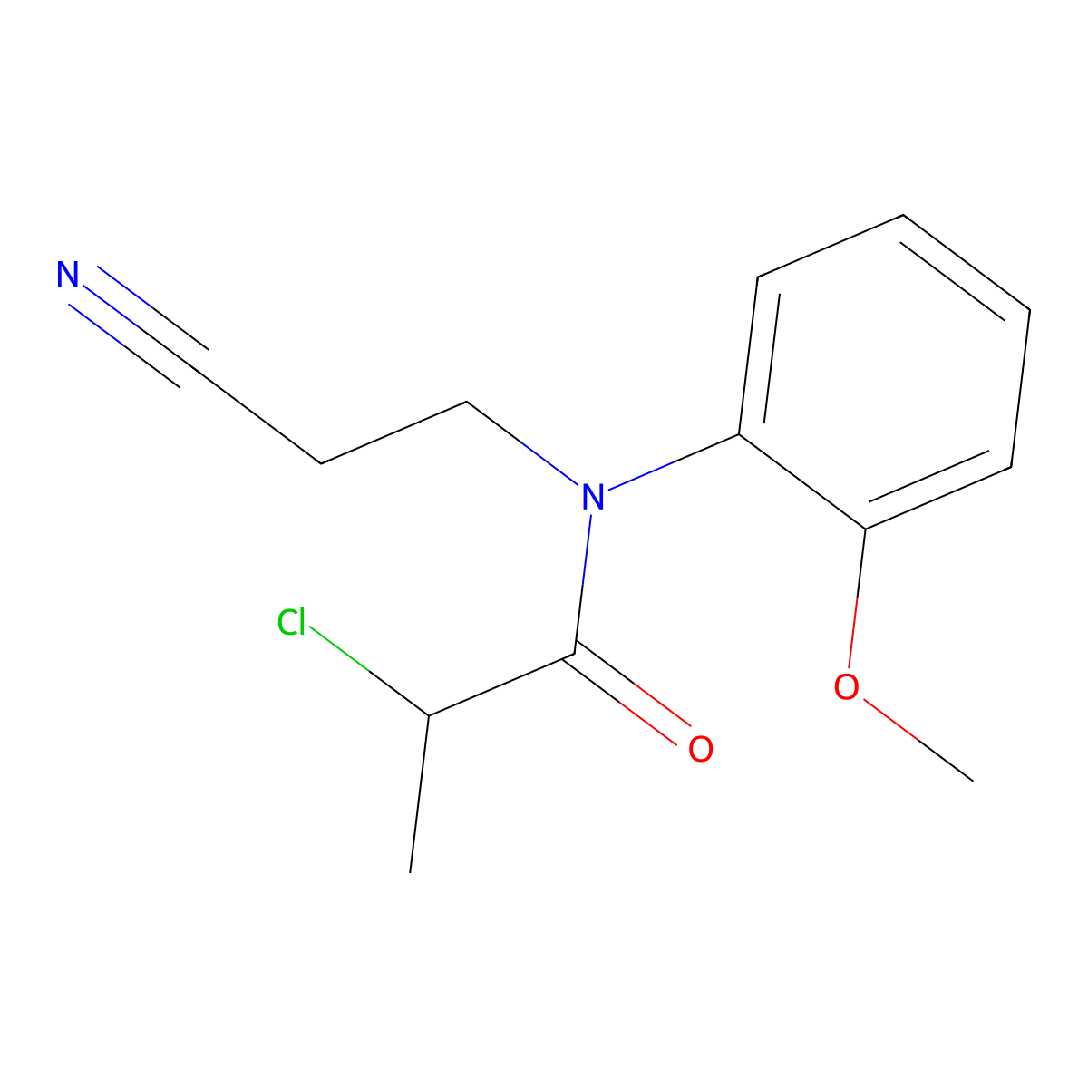 2-chloro-N-(2-cyanoethyl)-N-(2-methoxyphenyl)propanamide molecular structure, CAS 1221723-26-7