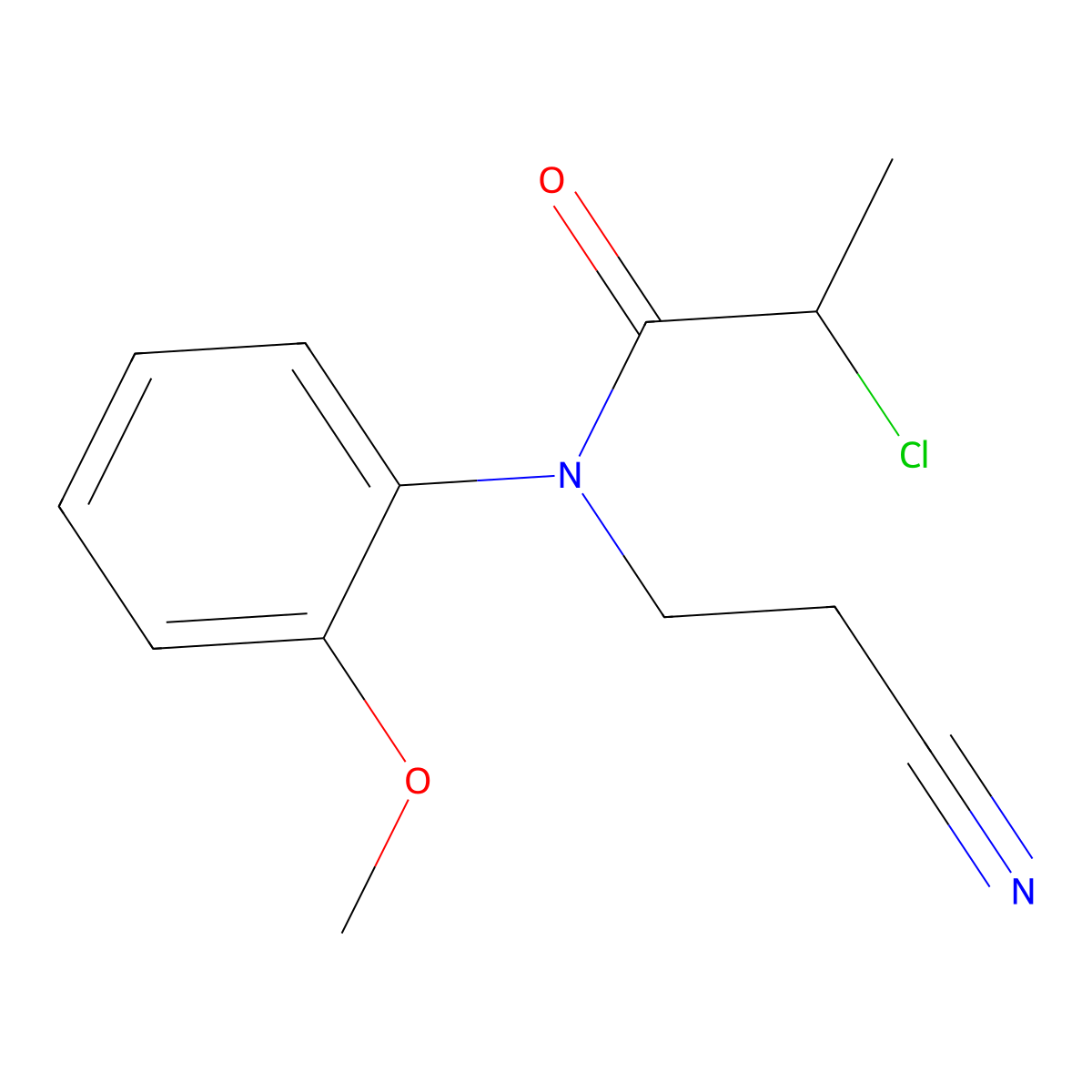 2-chloro-N-(2-cyanoethyl)-N-(2-methoxyphenyl)propanamide molecular structure, CAS 1221723-26-7
