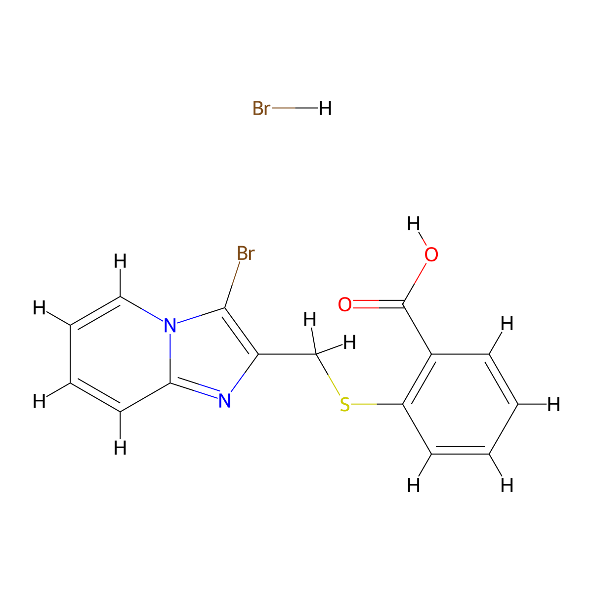 2-[({3-Bromoimidazo[1,2-a]pyridin-2-yl}methyl)sulfanyl]benzoic acid hydrobromide molecular structure, CAS 1221723-27-8
